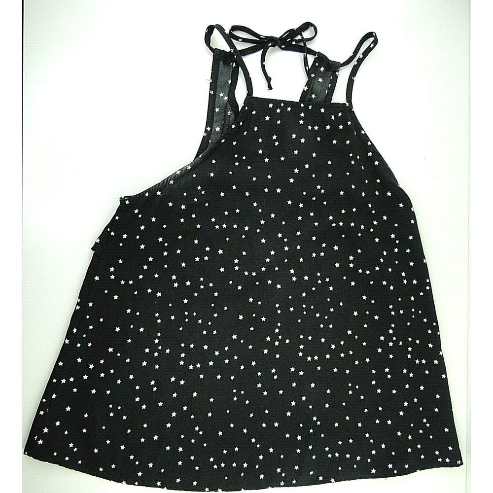 Antropologie BLUE RAIN SZ XS STARS BLACK SPAGHETTI STRAP RUFFLE CAMI TANK